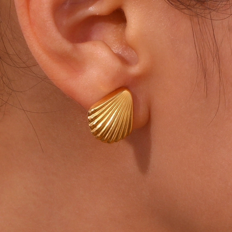 Minimalist Gold Shell Earrings