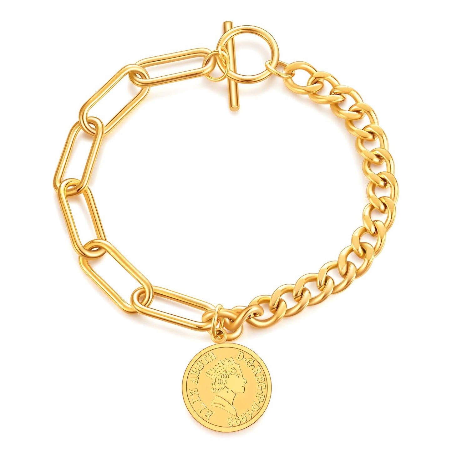 Paperclip & Chain Coin Bracelet | Aubrelade & Co