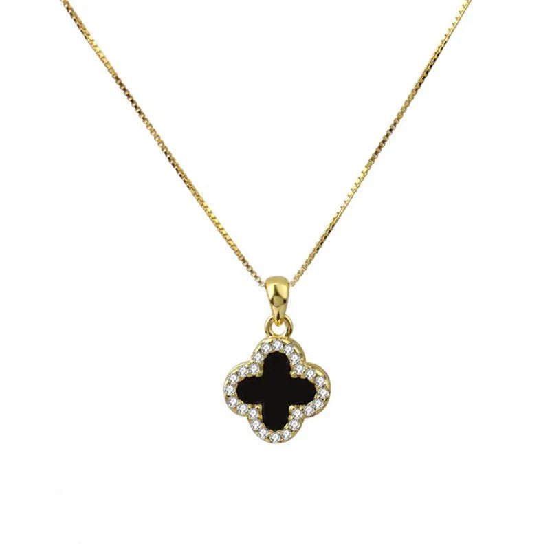 Flower Duo Stacking Black & CZ Necklace | Aubrelade & Co