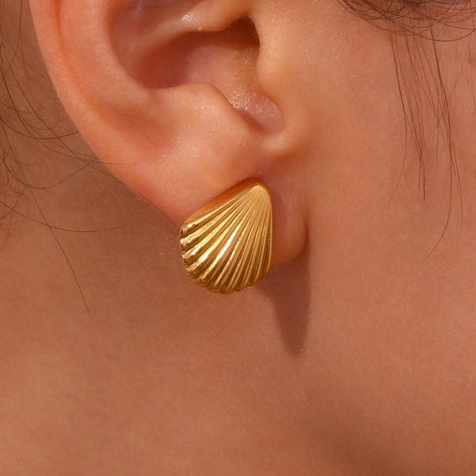 Minimalist Gold Shell Earrings