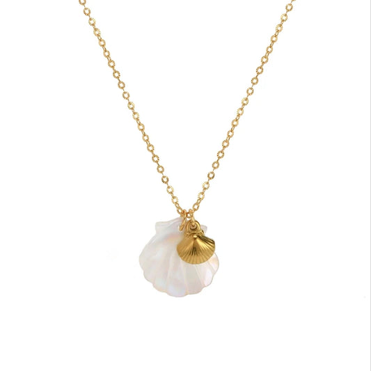 Ocean Pearl Necklace with Shell Pendant